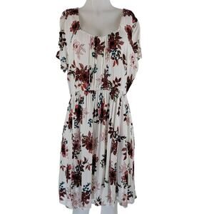 Torrid White Brown Floral Business Casual Vacation Cruise Dress 2 -2X